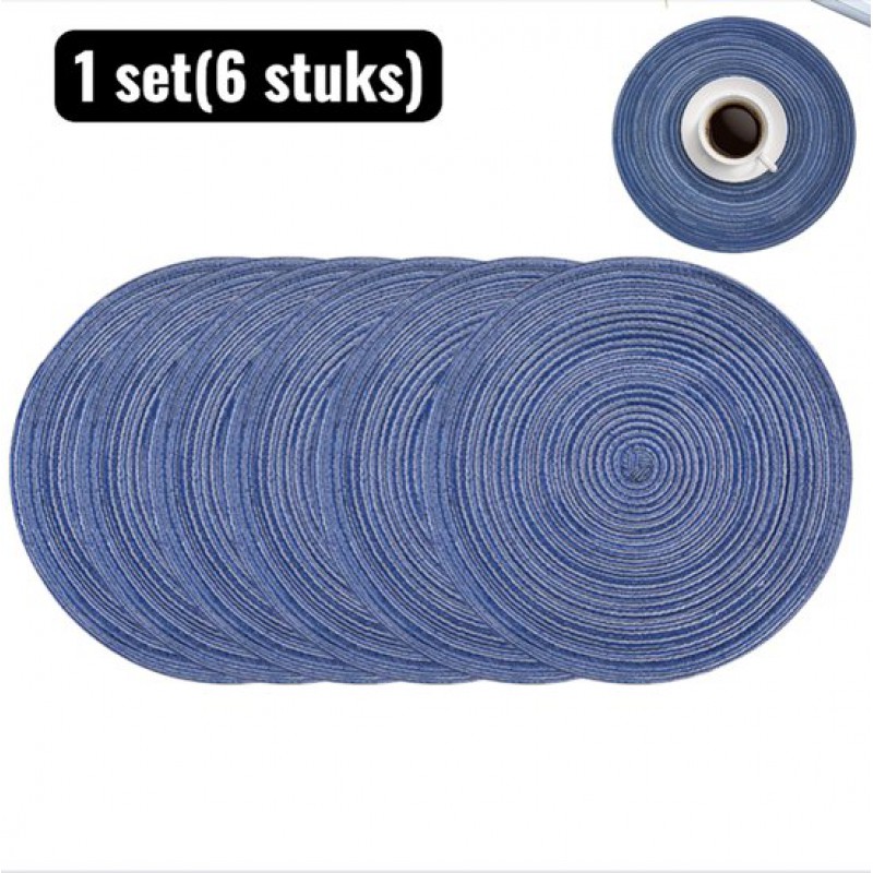 1 Set (6-teilig) – Platzsets – Untersetzer – Runde Platzsets – Untersetzer In Baumwolloptik – Runde, Geflochtene Ramie-untersetzer – Hitzebeständige Untersetzer Für Den Täglichen Gebrauch