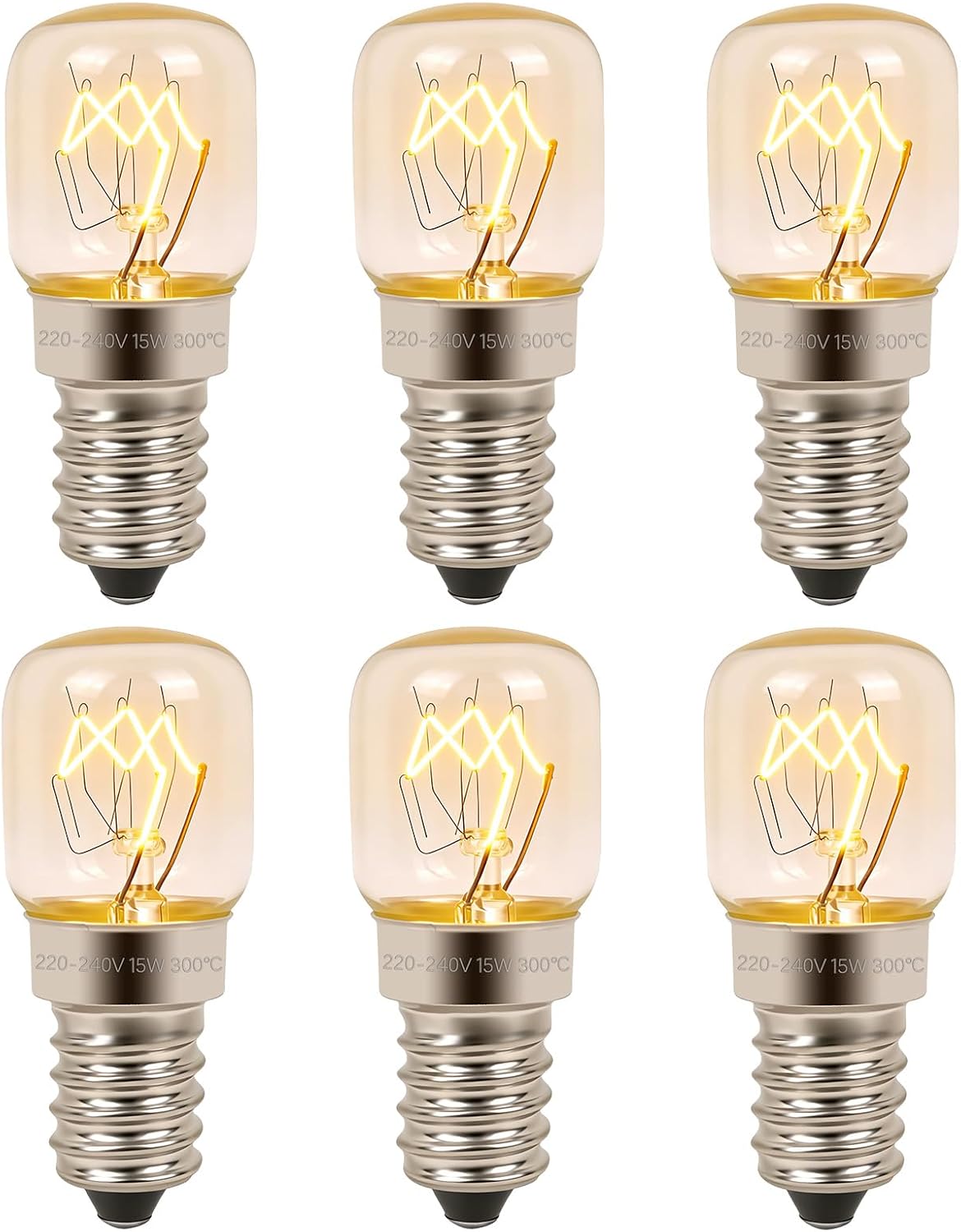 6er-pack Dimmbare T22 E14 15w Ofenlampen, 60lm Warmweiß (2500k), Kühlschranklampe, 220–240 V Wechselstrom, Hitzebeständig Bis 300 °c, Kleine Schraubfassung, Geeignet Für Mikrowellen Und Salzkristallla