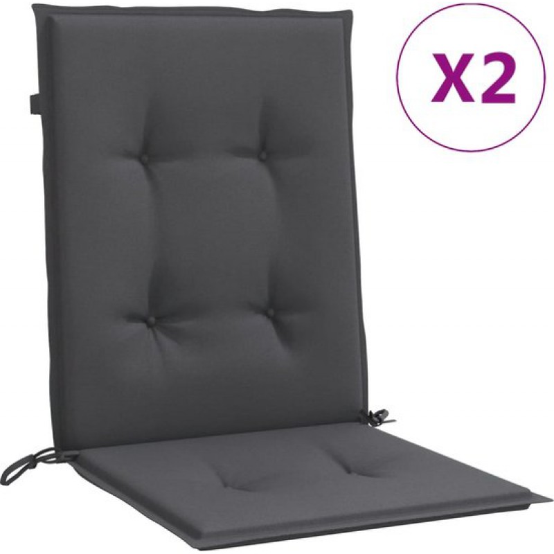 Stuhlkissen – 2 Stück – Niedrige Rückenlehne – 100 X 50 X 4 Cm – Anthrazitfarbener, Melierter Stoff