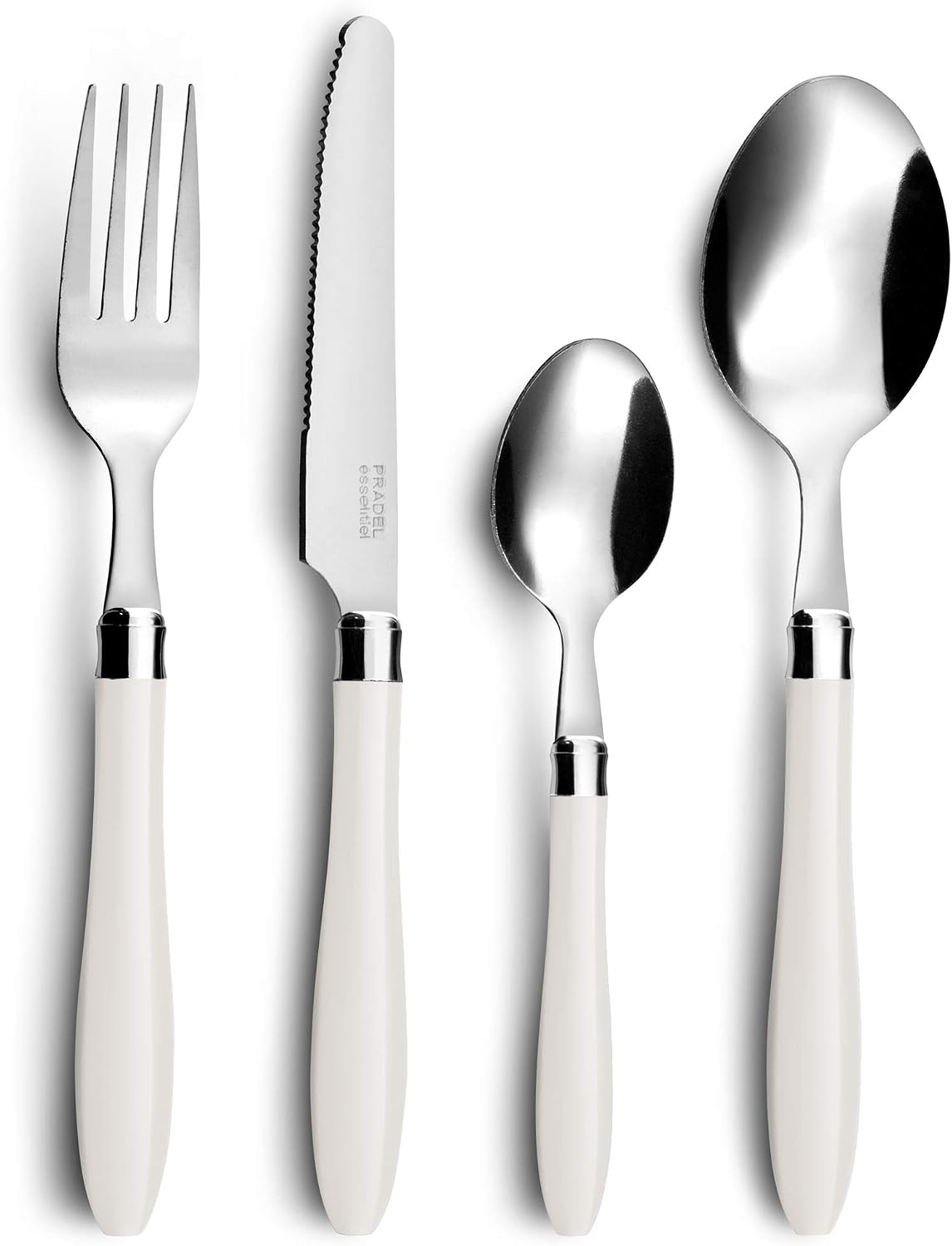 Pradel Essentiel – 16-teiliges Besteckset Für 4 Personen – Lakritz – Edelstahl 18/0, Standardausführung – Creme