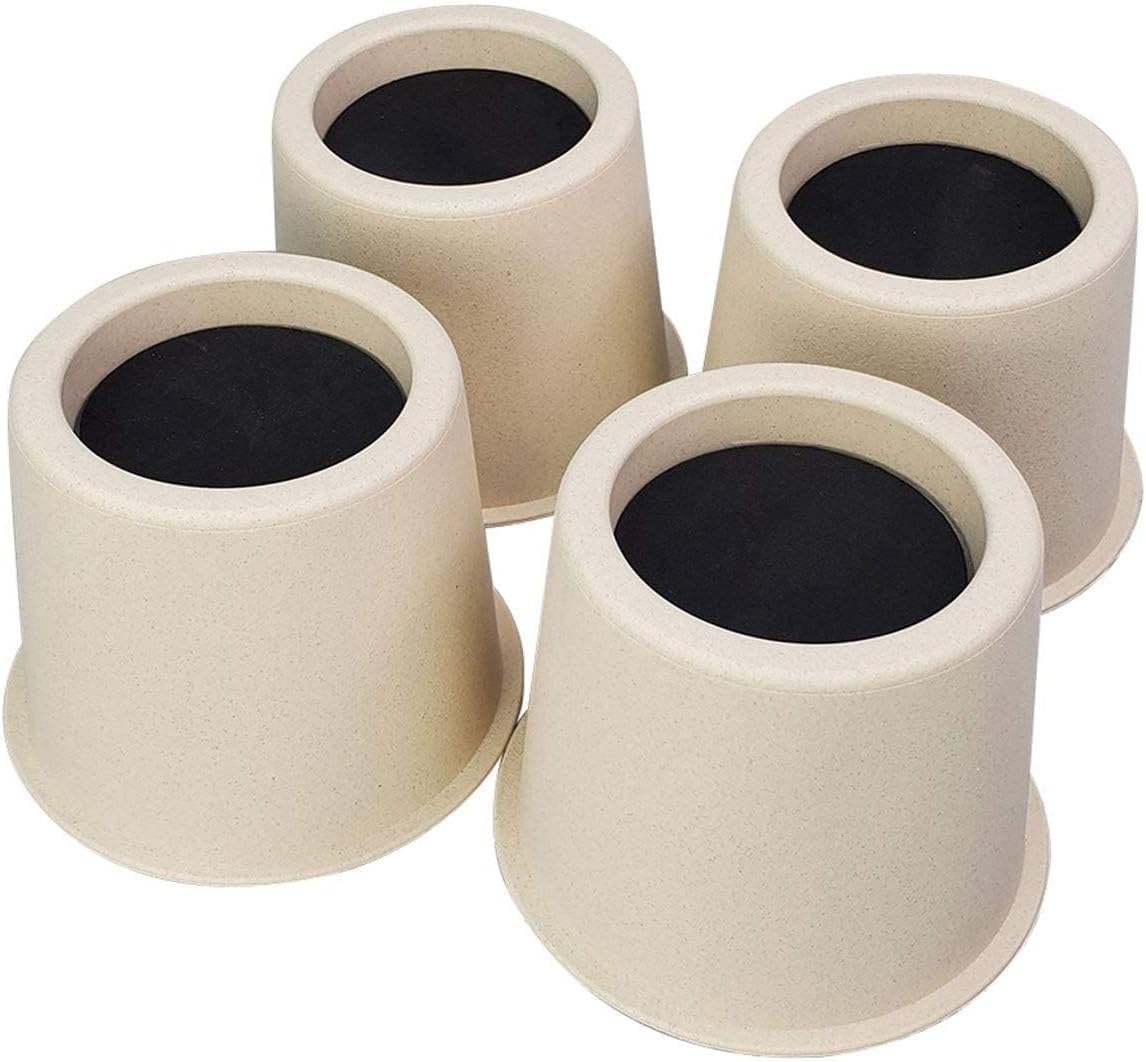 Bettfüße – 4 Stück – Kunststoff – Tragkraft 300 Kg – Für Bett Und Tisch – 8,5 Cm – Beige