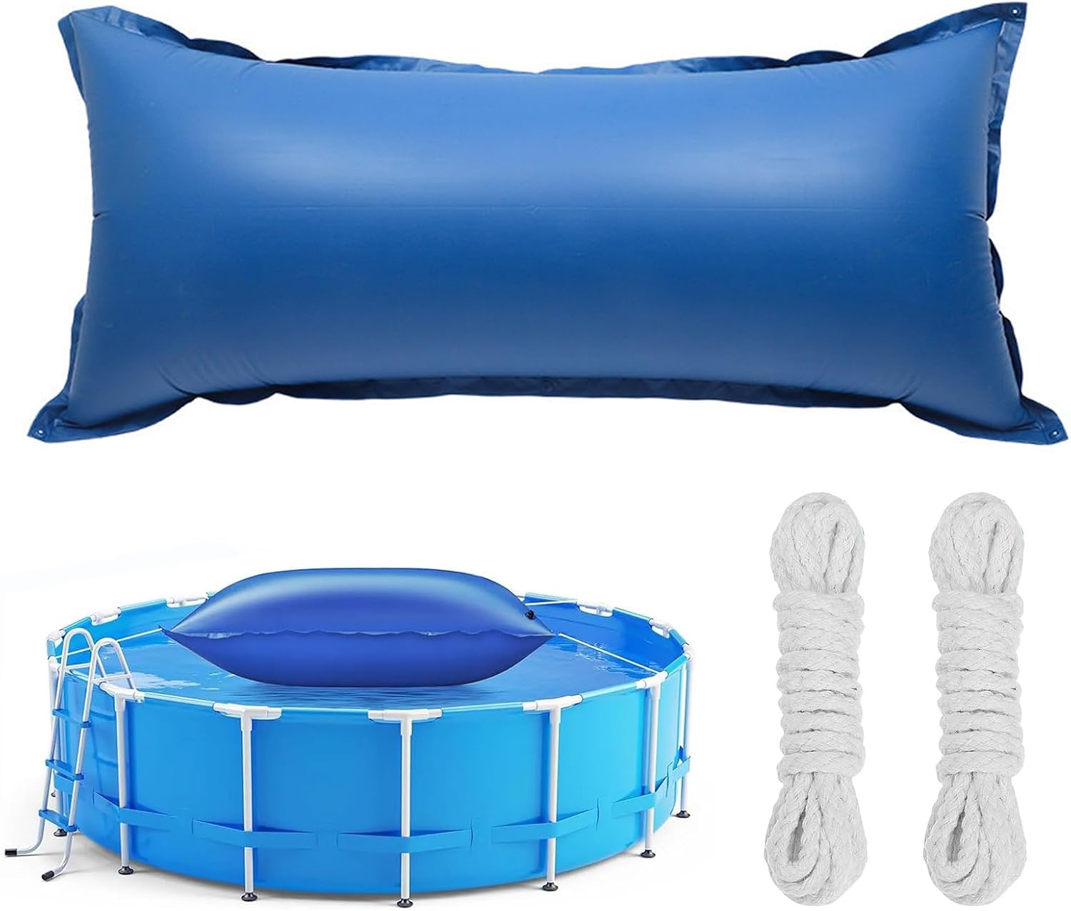 Poolkissen – 1 Stück – Blaues Pvc – Winterschutz – Für Runde Und Eckige Pools – 430 X 110 Cm