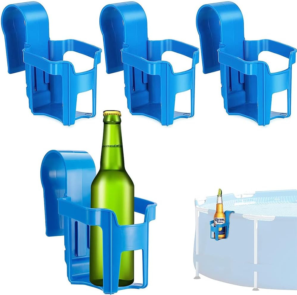 Pool-getränkehalter – 4 Stück – Blauer Kunststoff – Abnehmbarer Getränkehalter – Für Pool Und Spa – 5 Cm Durchmesser