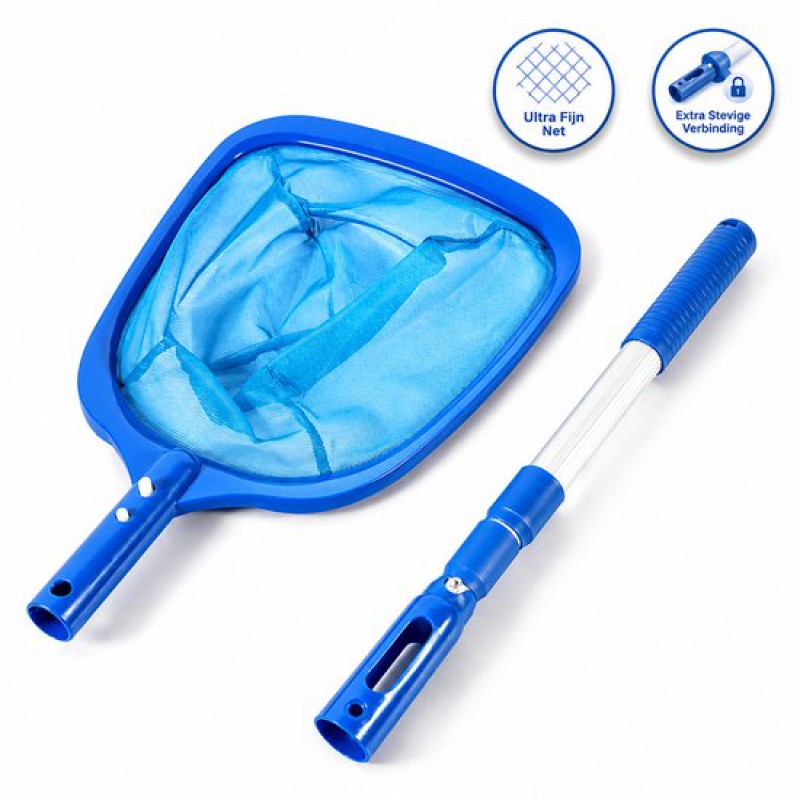 Pool-skimmernetz Mit 90 Cm Ausziehbarem Griff – Feinmaschiges Netz Für Blätter Und Schmutz – Robuste Befestigung – Blau