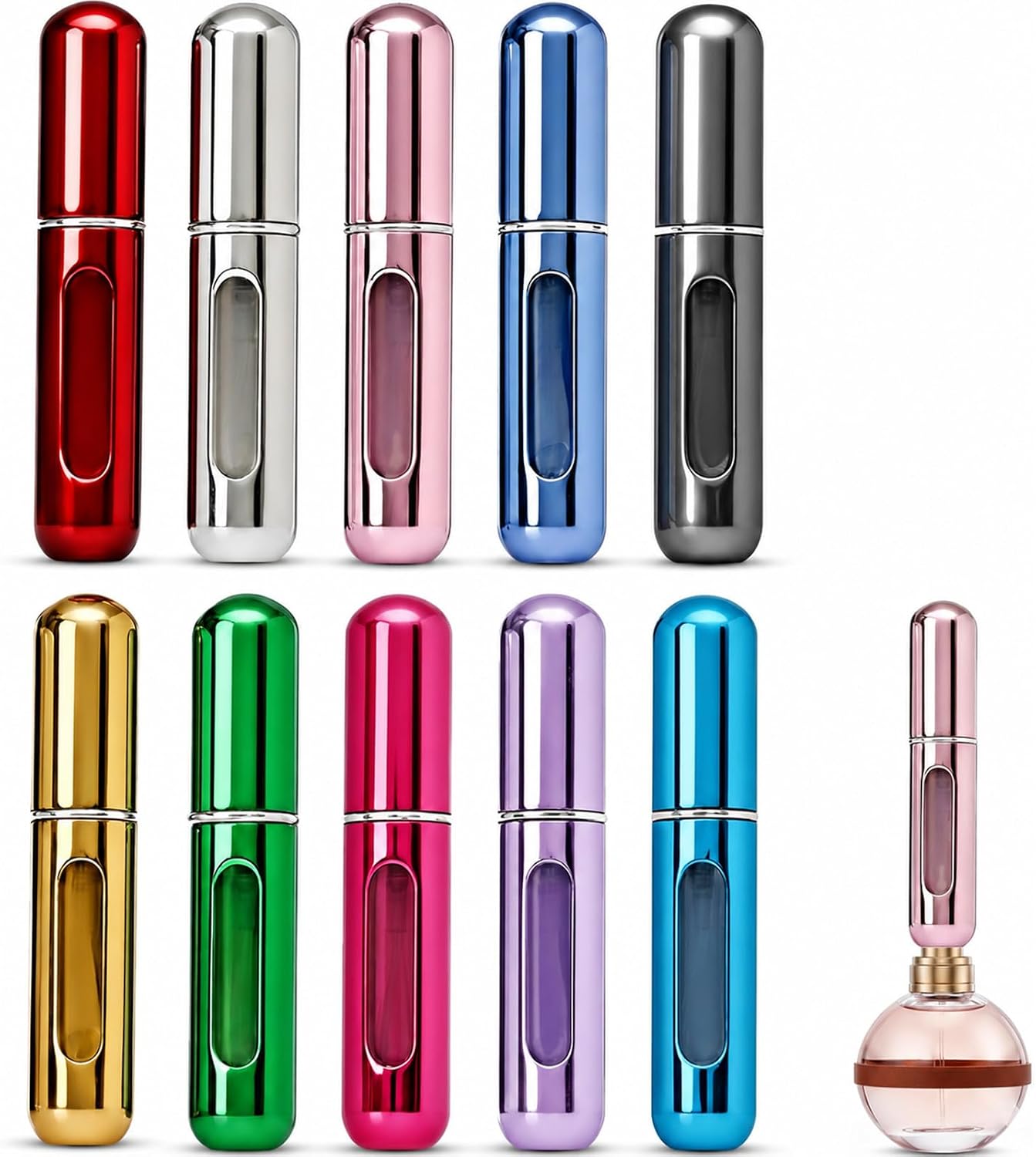10 Nachfüllbare Parfümzerstäuber (5 Ml), Leere Parfümfläschchen Mit Sichtfenster, Mini-parfümzerstäuber, Leicht Zu Transportieren Und Ideal Für Reisen