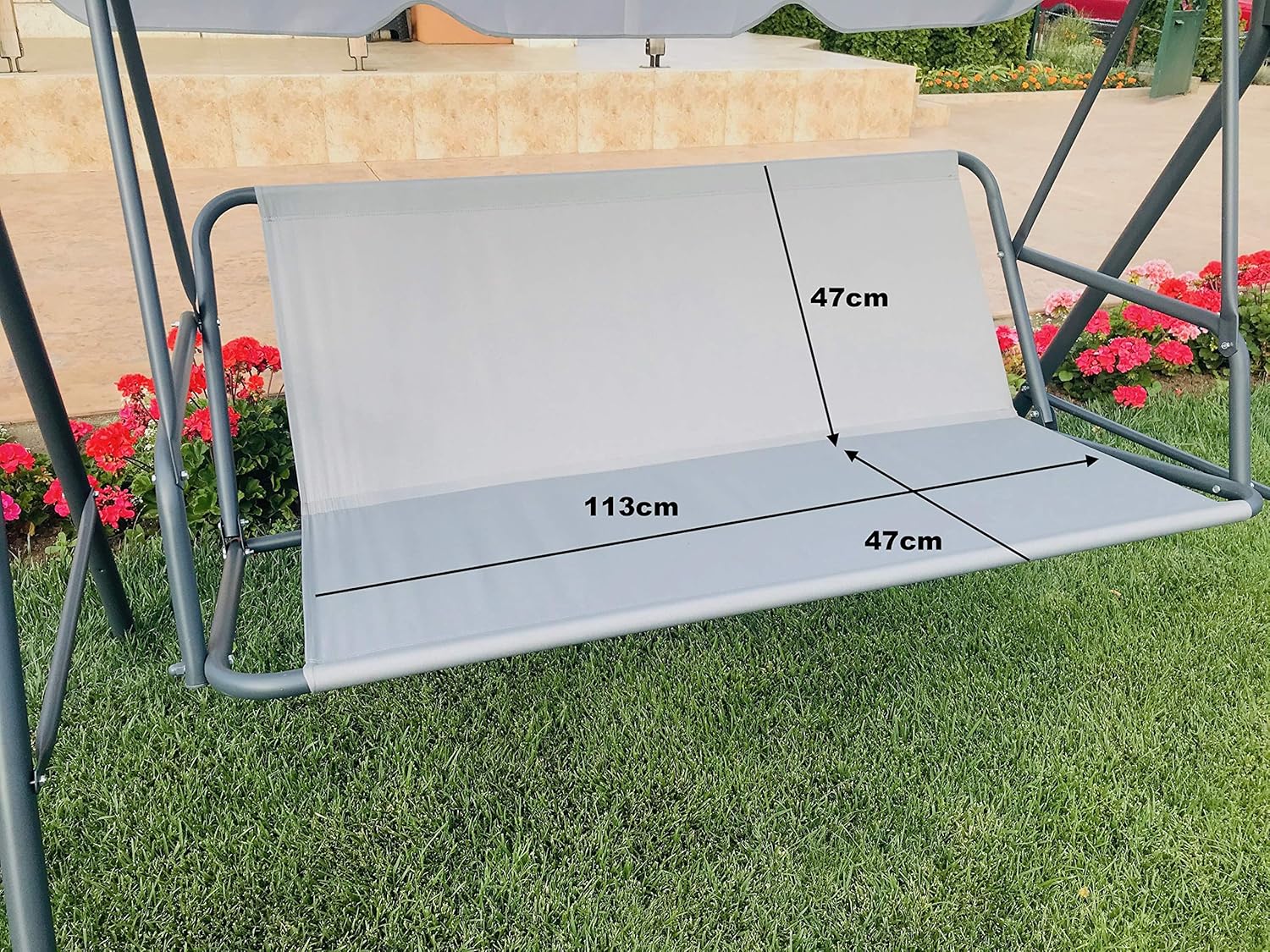 Ersatzbezug Für Schaukelstuhl – 1 Stück – Graues Polyester – Wetterfest – Für Garten Und Terrasse – 113 X 47 X 47 Cm