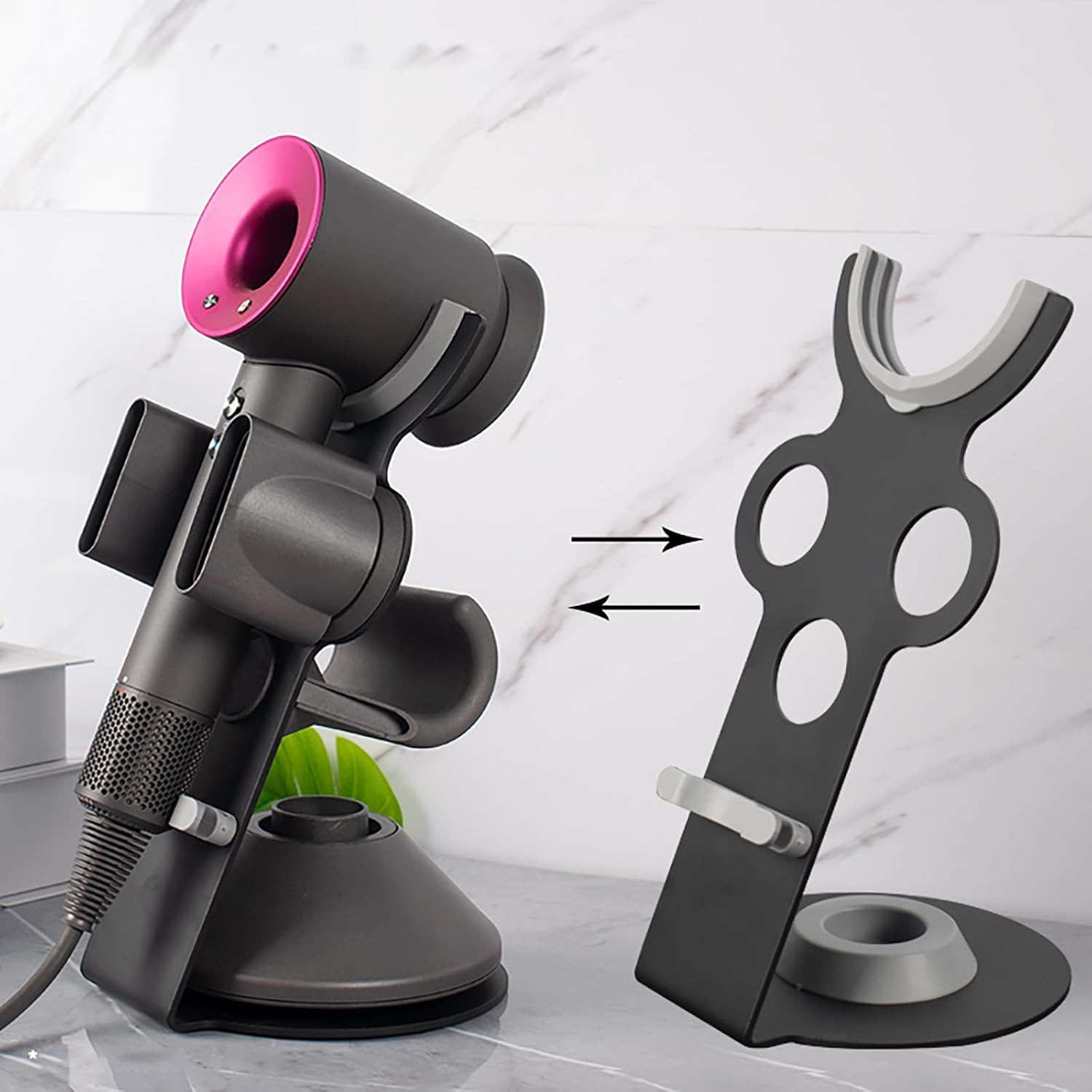 Haartrocknerhalterung – 1 Stück – Aluminiumlegierung – Starker Magnet – Für Dyson Supersonic – Grau