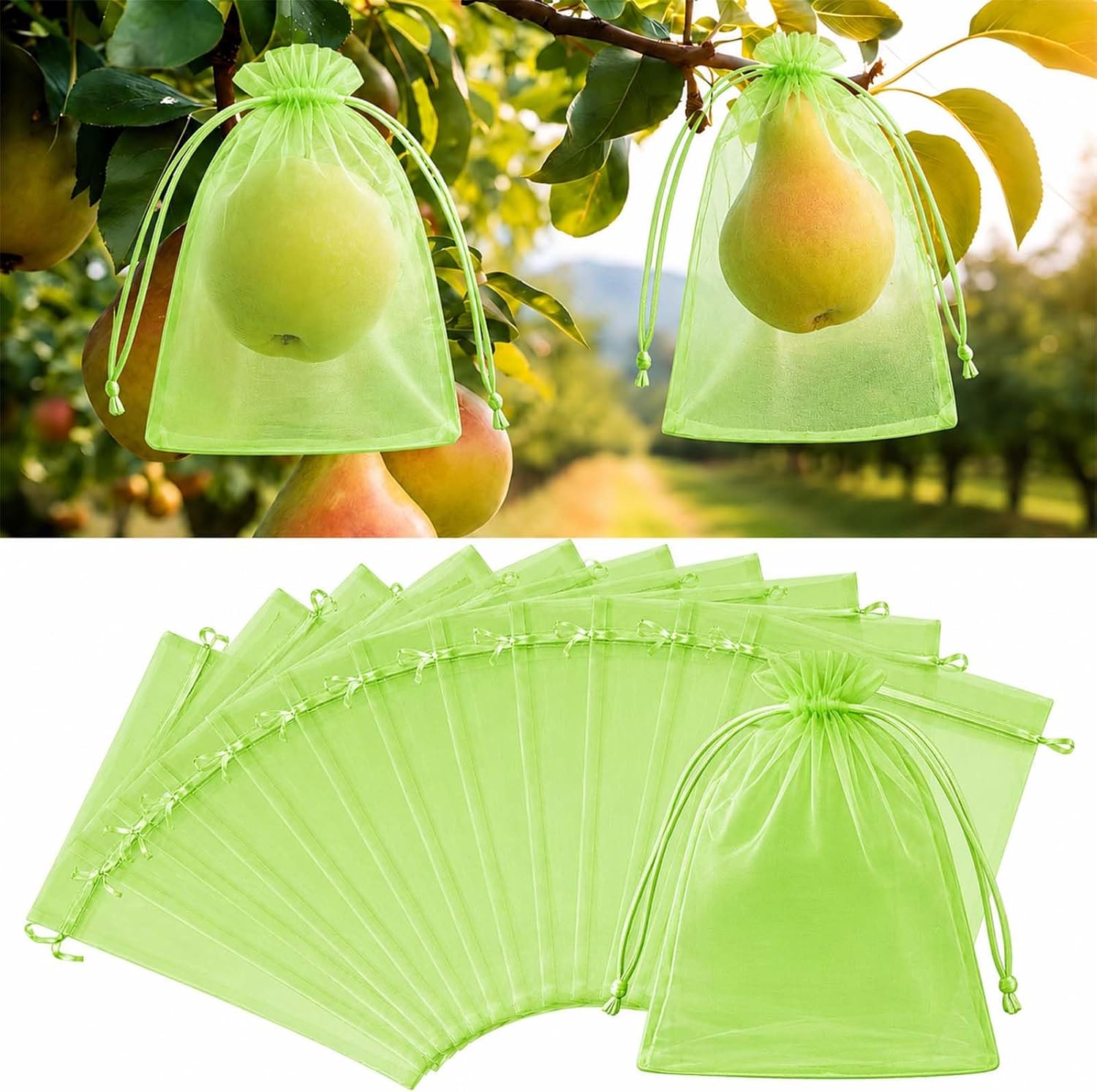 Traubenschutzbeutel – 100 Stück – Polyester – Kordelzugverschluss – Schützt Vor Vögeln Und Insekten – 20 X 30 Cm
