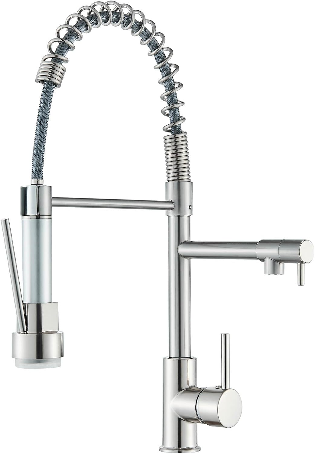 Küchenarmatur – 1-teilig – Edelstahl – Led-beleuchtung Und Ausziehbarer Brause – Für Haushaltsspülen – Gebürstetes Nickel