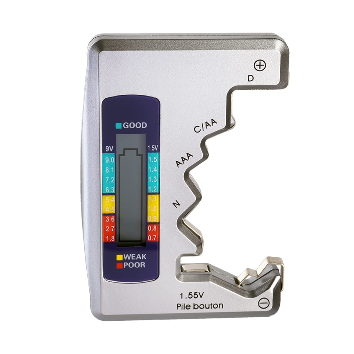 Universeller Batterietester – 1 Stück – Kunststoff Und Stahl – Digitales Lcd-display – Für Aa-, Aaa-, Cd- Und 9-v-batterien