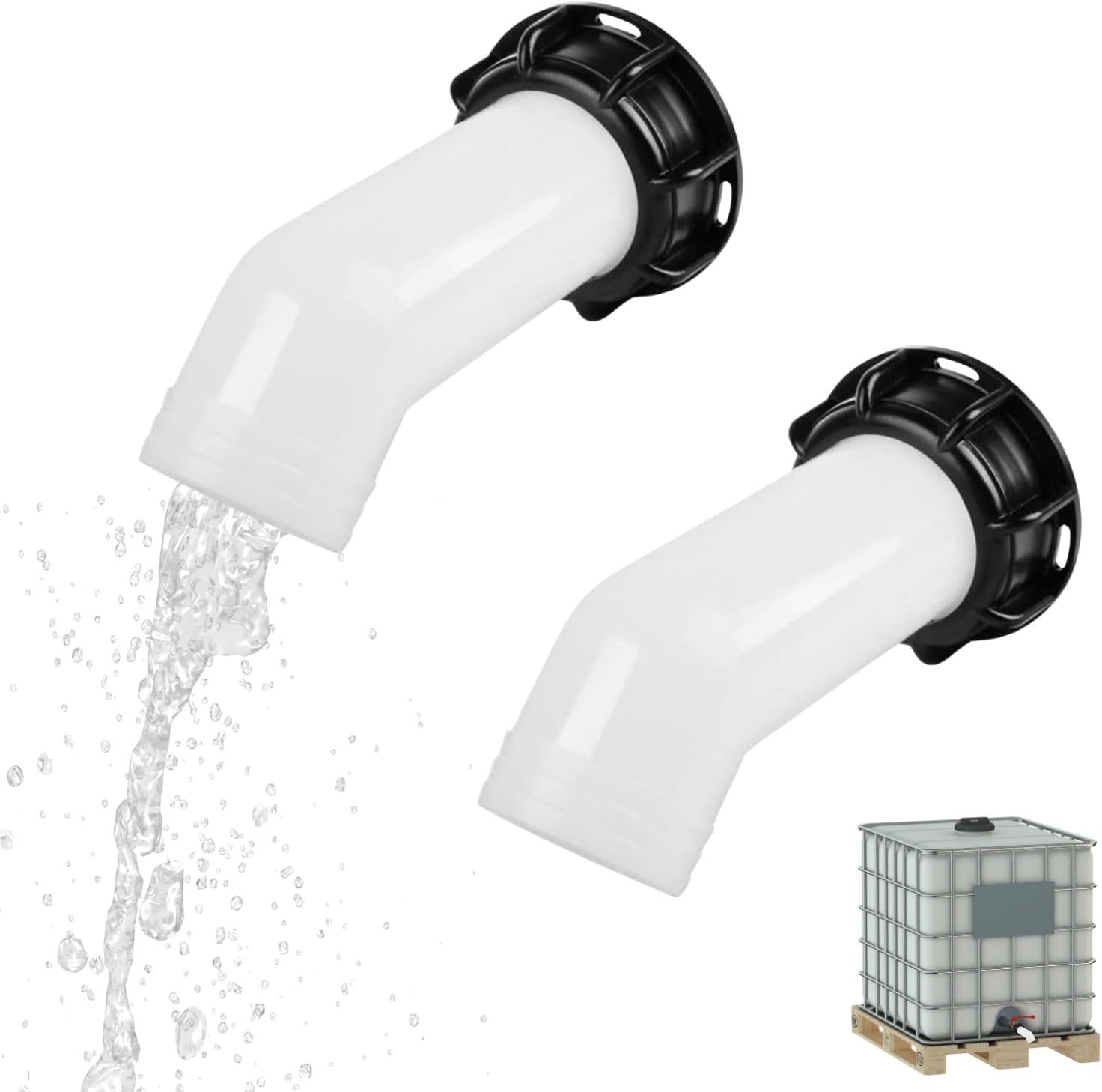 Ibc-ablaufstutzen – 2er-pack – Kunststoff – S60x6-gewinde – Für 1000-liter-tank – Wassertank
