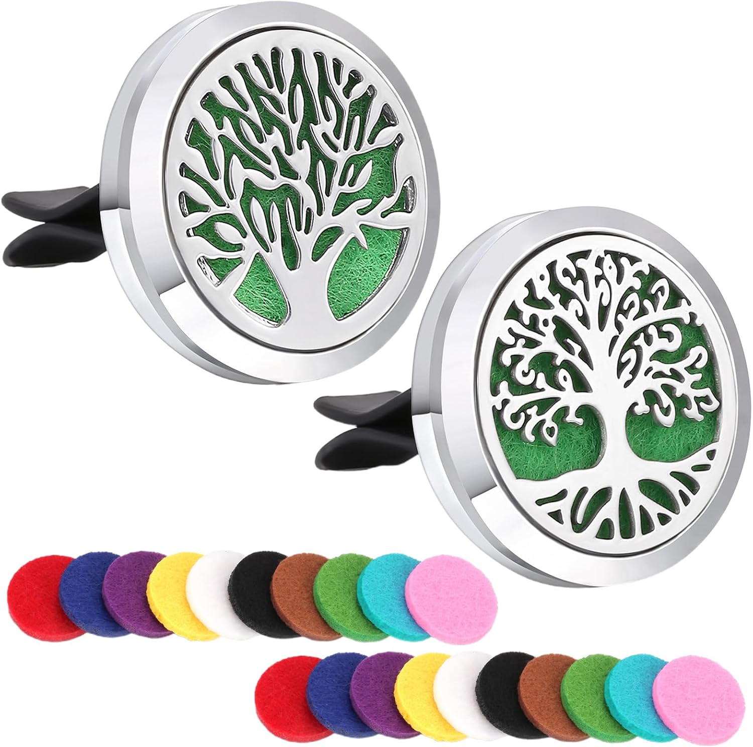Aroma-diffusor Fürs Auto – 2-teilig – Lebensbaum-design – Magnetischer Lüftungsschlitzclip – Aromatherapie Für Auto Und Büro