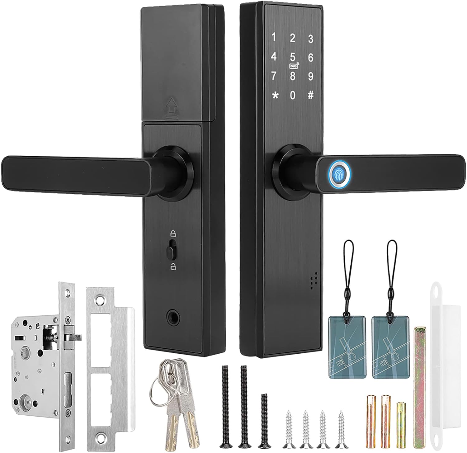 Intelligentes Wlan-schloss – 5 Öffnungsmodi – Touchscreen – Fingerabdruck-, Karten- Und Code-tastensteuerung Per App – Türbreite: 3,5–5,5 Cm