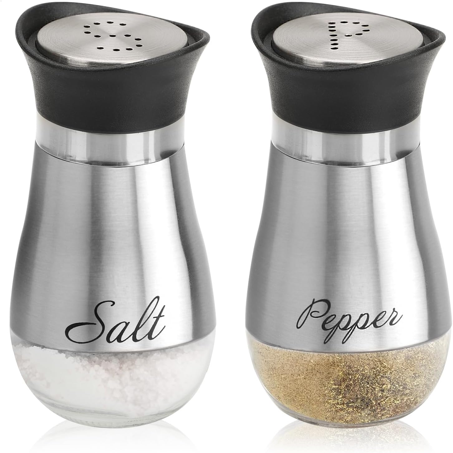 Salz- Und Pfefferstreuer – 2er-set – Edelstahl Und Glas – Gewürzspender – Küche Und Gastronomie – 11,5 X 6 Cm