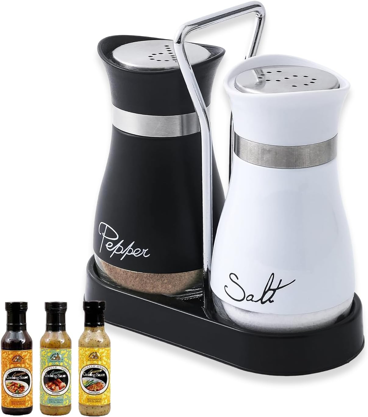 Salz- Und Pfefferstreuer – 2er-set – Glas Und Edelstahl – Gleichmäßige Dosierung – Für Küche Und Gastronomie – Schwarz-weiß, 120 Ml