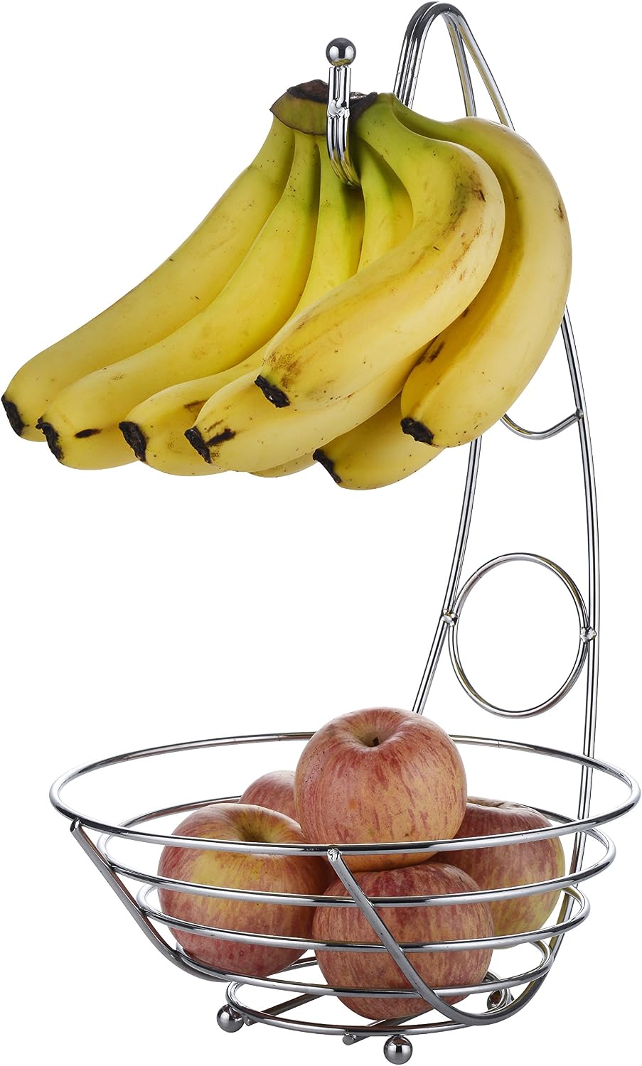 Obstkorb – 1 Stück – Verchromtes Metall – Integrierter Bananenhalter – Küchenaufbewahrung – 43 Cm