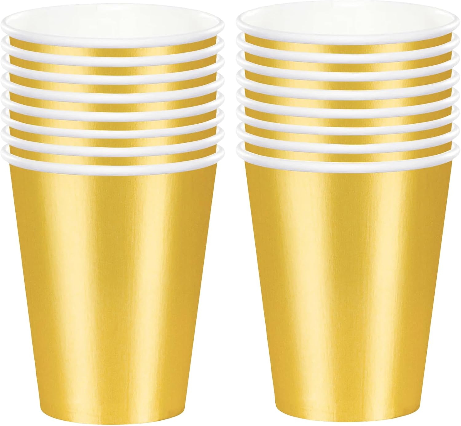 Goldene Pappbecher – 16 Stück – Lebensmittelecht – 270 Ml – Für Geburtstage, Hochzeiten Und Partys
