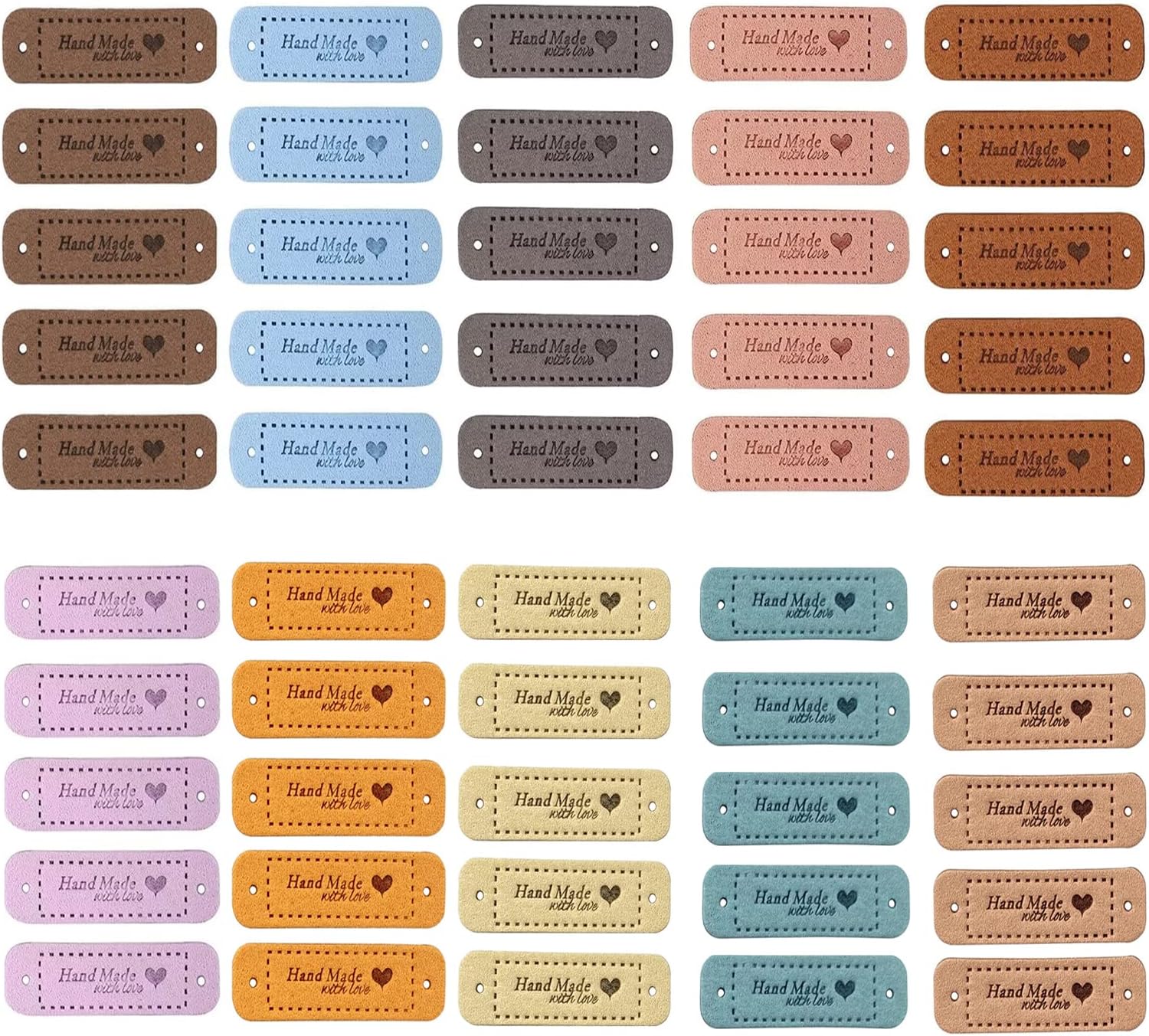 Lederetiketten – 50 Stück – Synthetisches Pu – Vorgebohrte Löcher – Zum Verzieren Von Kleidung Und Taschen – 5,5 X 1,5 Cm