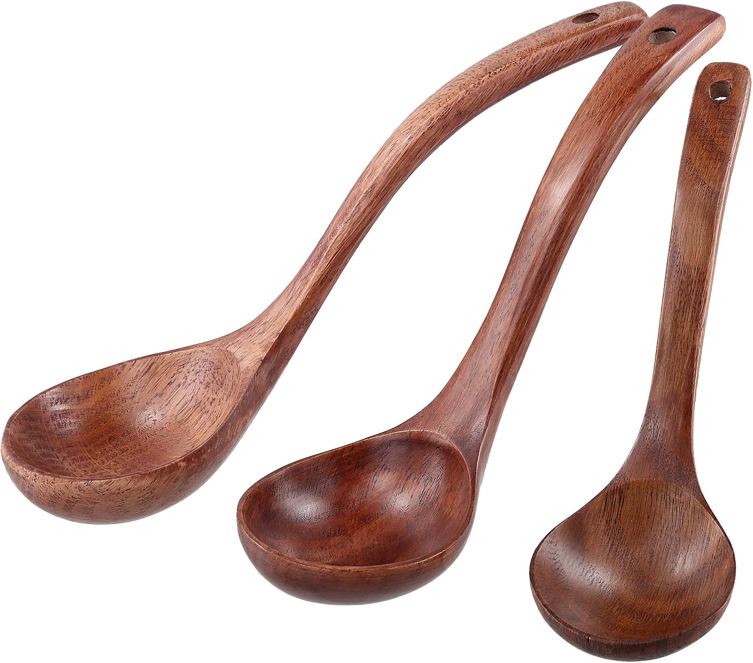 3-teiliges Set Holzlöffel – Natürliches Küchenutensilien-set – Langer Griff Für Suppen Und Soßen – 3 Größen