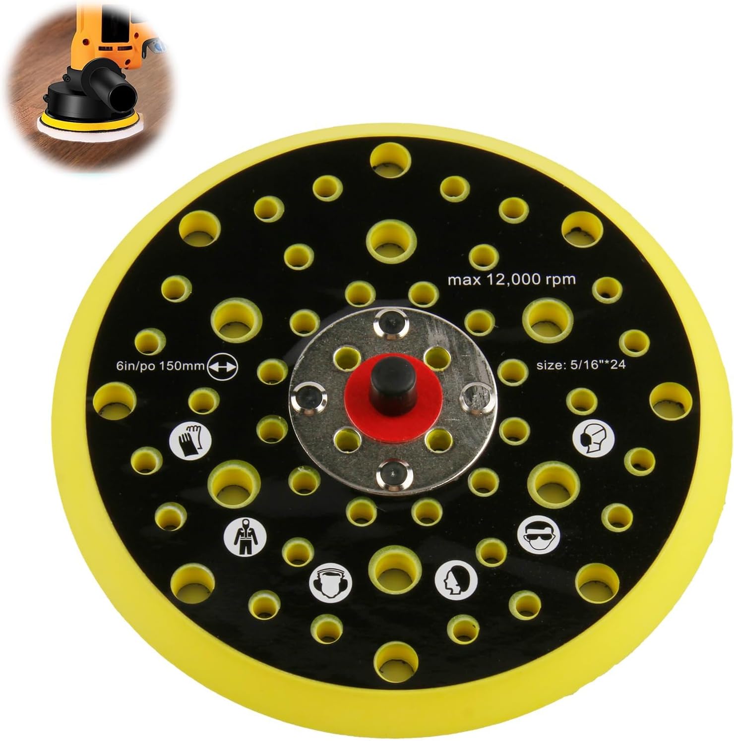 150-mm-schleifpad – 1 Stück – Pu – 5/16-zoll-gewinde – Für Mirka Ceros Deros – 52 Löcher