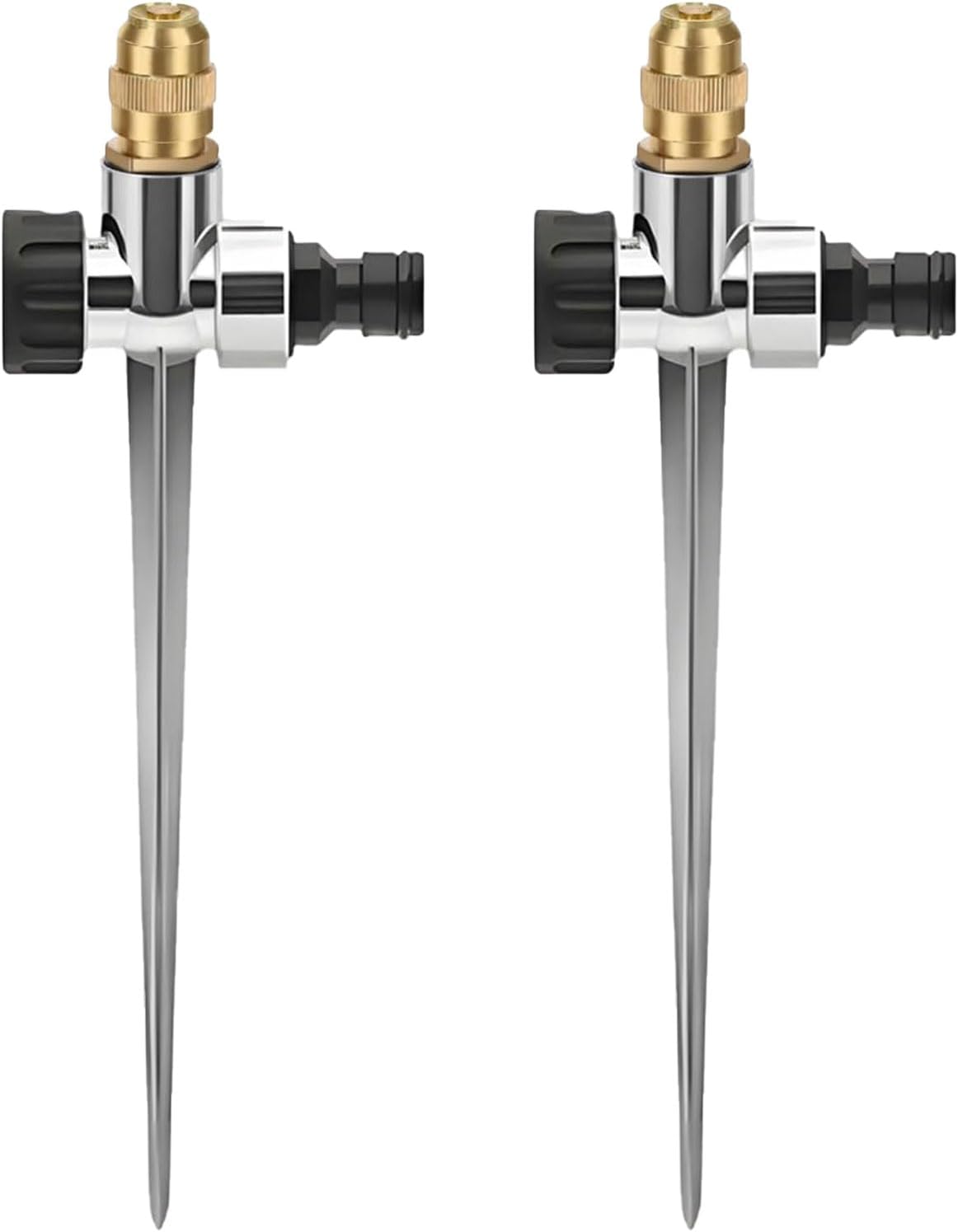 Gartensprenger – 2er-set – Metall – Verstellbar 0–360° – Für Rasen Und Blumen – Erdspieß