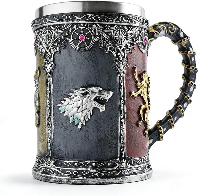 Wikinger-bierkrug – 1 Stück – Edelstahl Und Kunstharz – Mittelalterliches Runenmuster – Geschenk Für Männer Zur Hausbar – 600 Ml