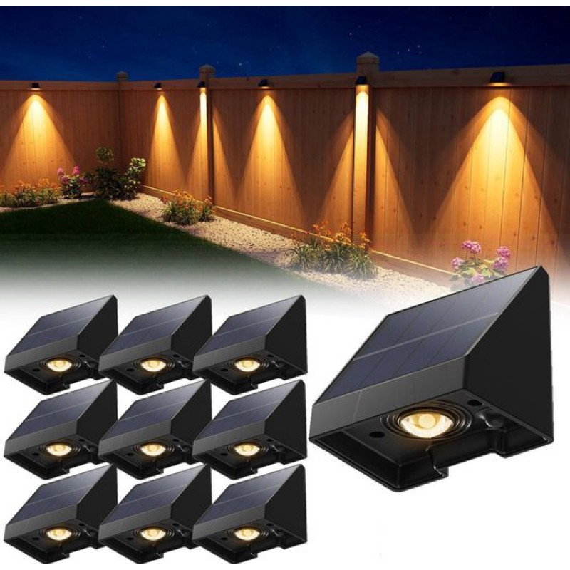 Set Mit 10 Dekorativen Solar-zaunleuchten – Wasserdichte Led-solar-außenbeleuchtung Mit Warmweißem Licht – Für Wände, Terrassen, Gärten, Zäune, Garagen Und Pools – Einfache Installation – 6,6 X 5,8 X