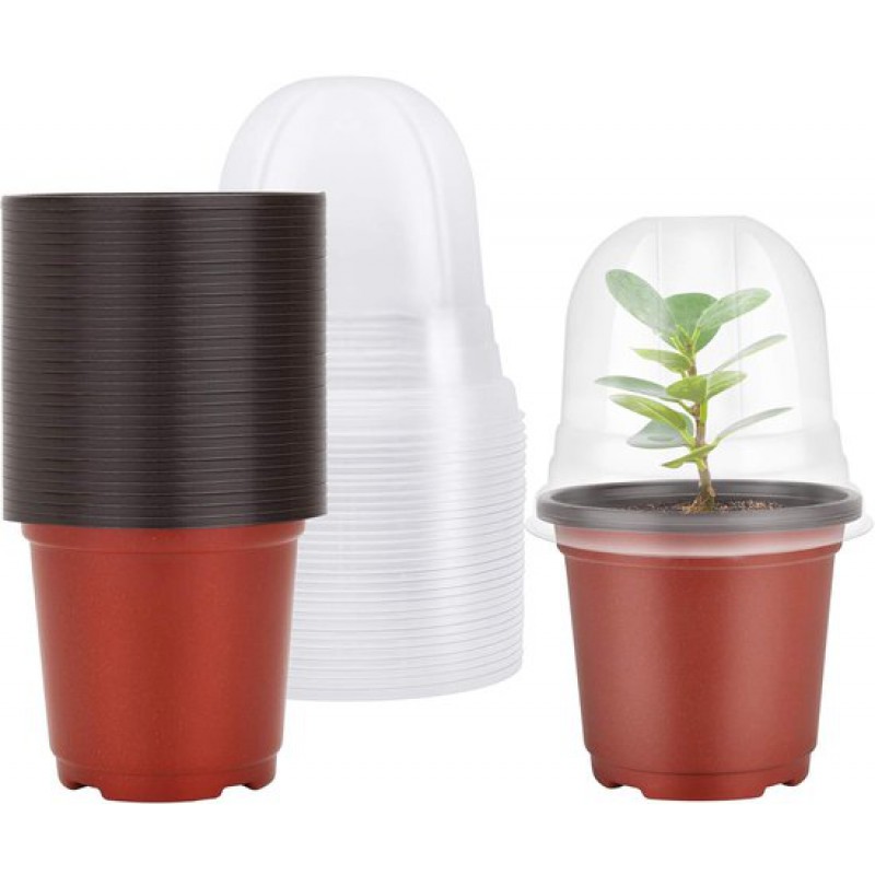 Set Mit 30 Runden Kunststoff-pflanztöpfen – Stecklings- Und Anzuchttöpfe Mit Feuchtigkeitshaube – Kleine Saatschalen – Pflanzschalen – Anzuchttöpfe – 10 Cm