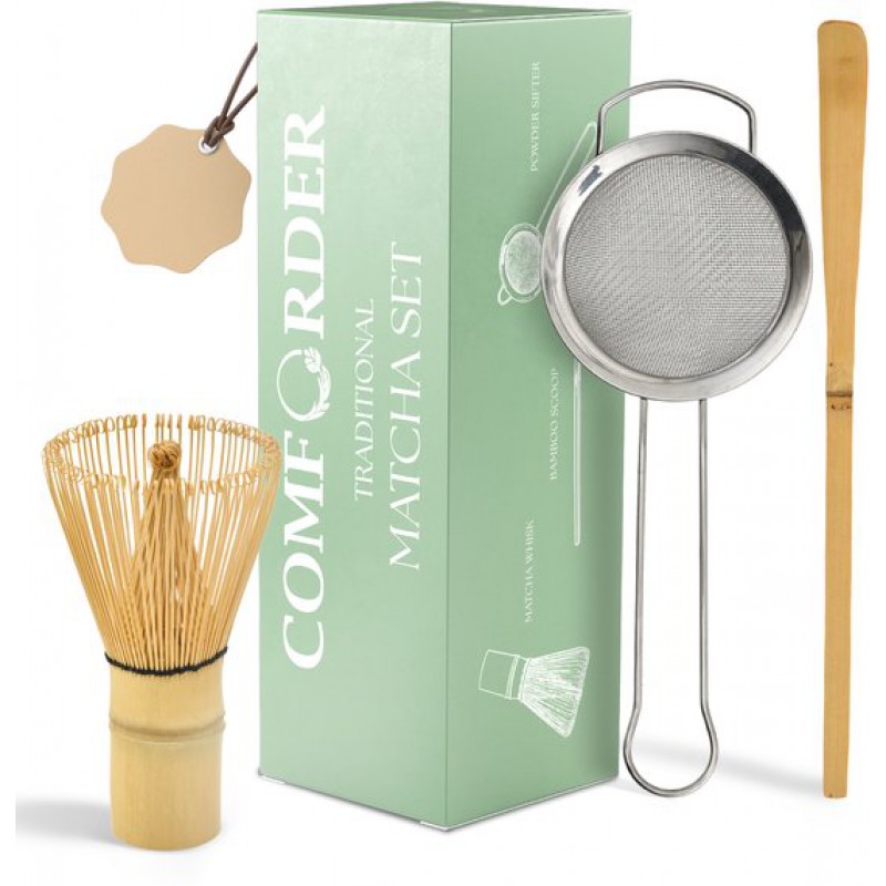 Matcha-teeservice 3er-set – Starter-set Mit Schneebesen, Teesieb Und Teesieb