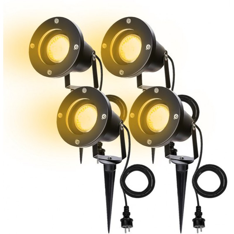 Led-gartenstrahler Mit Erdspieß, Warmweiß – 4er-pack – Gu10-sockel – Gartenbeleuchtung Mit Stecker – Außenstrahler Mit Erdspieß – Ip65 Wasserdicht