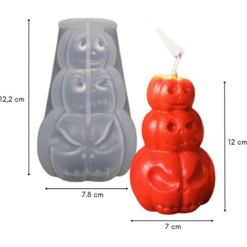 Zoezo – Kerzenform – Kürbis – 3 Köpfe – Halloween – Kerzenformen – Silikonform – Kerzen Selber Machen – Gips- Und Epoxidharzformen – Seifenherstellung