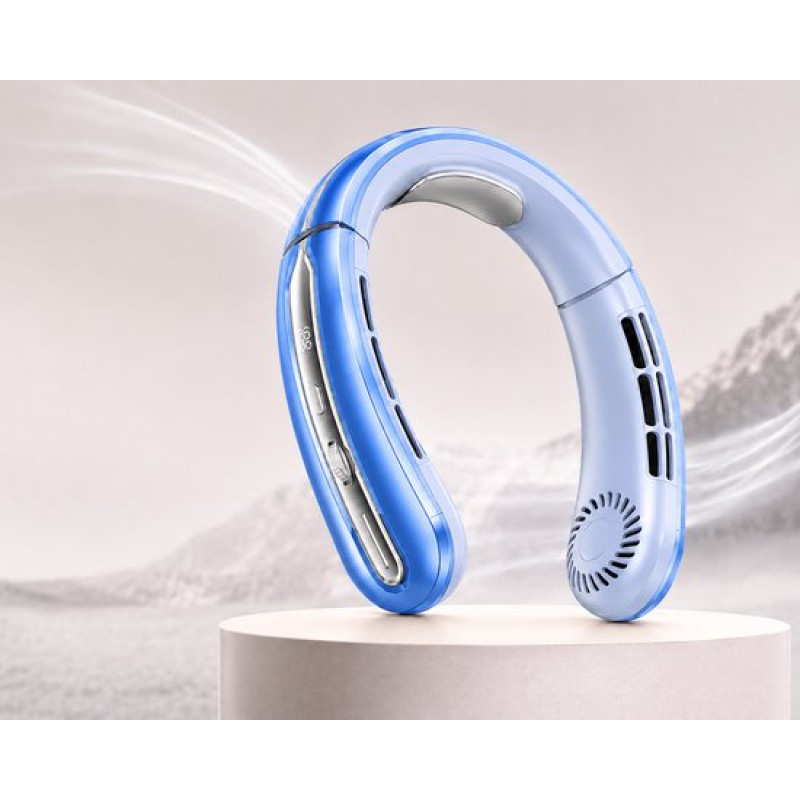 Nackenventilator / Eisblau – Kabellos, Verstellbar Und Tragbar – Kühlender Nackenventilator – Gesichtsventilator – Wiederaufladbar, Usb-kabel Inklusive