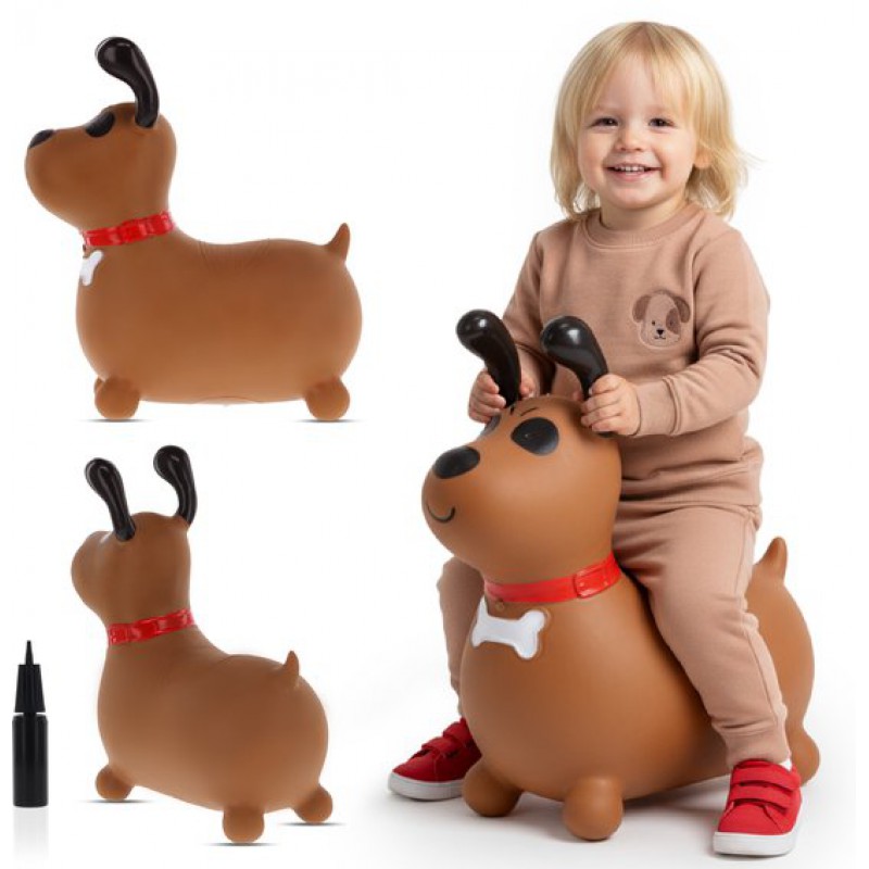 Sun Baby – Hüpfpferd Mit Pumpe, Ab 1 Jahr – Hund – Braun – Max. 50 Kg, Strapazierfähiges Gummi, Bpa-frei, Hüpfpferd, Hüpfhund