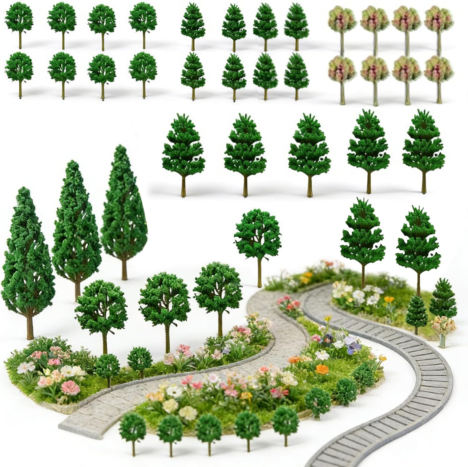 38-teiliges Modellbaum-set, Mini-kunstbäume 3-13 Cm, Kunststoffbaummodelle, Ideal Zum Gestalten Von Miniaturlandschaften, Diy-dekorationen Und Sandkästen
