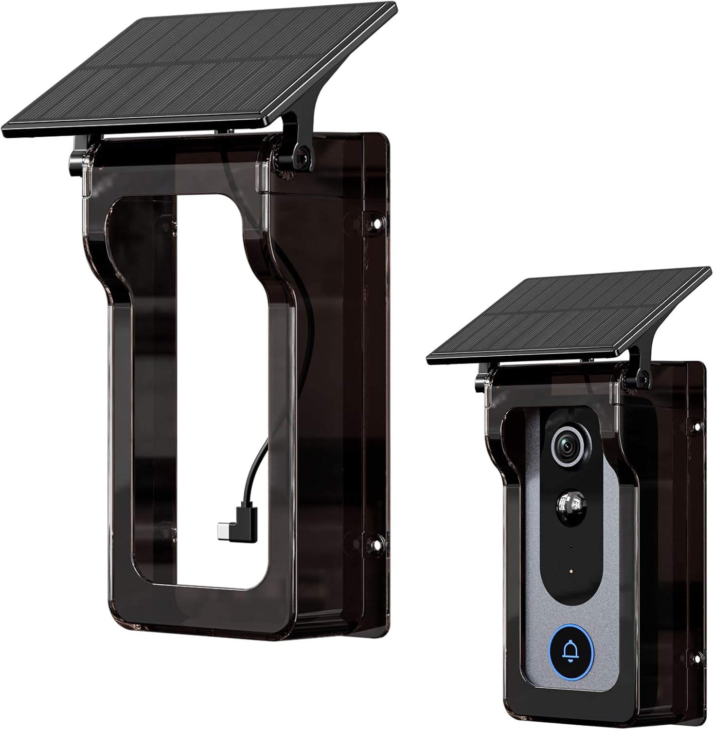 Schutzhülle Für Smarte Video-türklingel Mit Solarpanel – Wetterfest, Kompatibel Mit Den Meisten Smarten Türklingeln, Solarbetrieben Und Mit Usb-c-anschluss