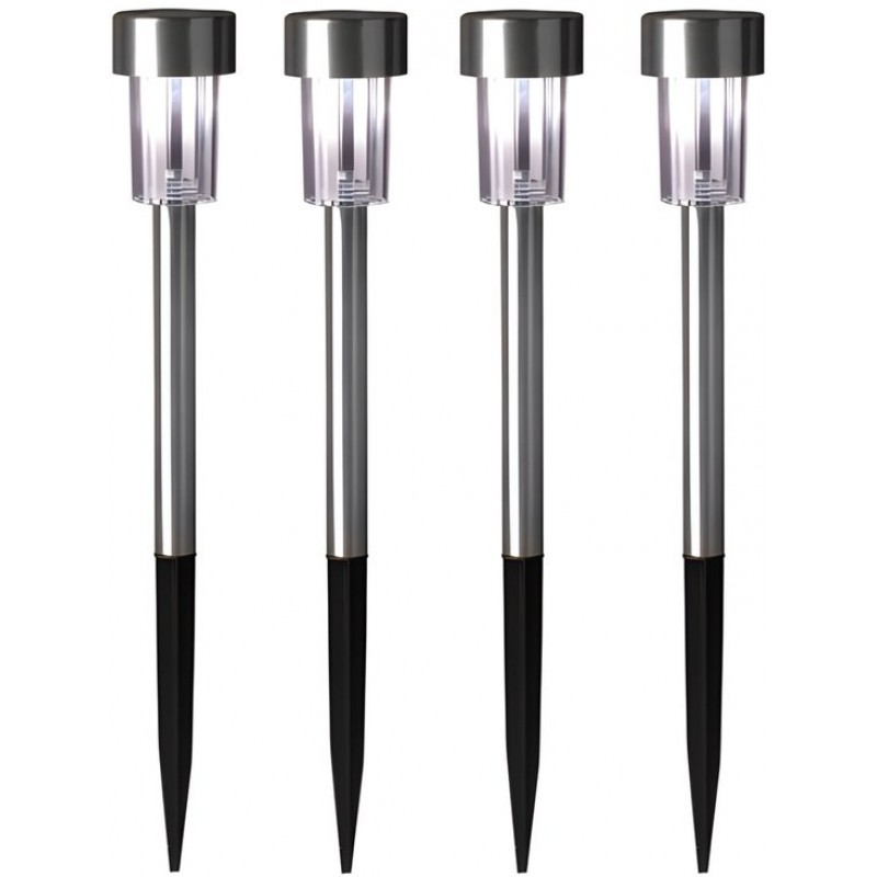 Solara Gartenstrahler/erdspießleuchten – 4er-set – Silber – Edelstahl – Wasserfest – 37 Cm