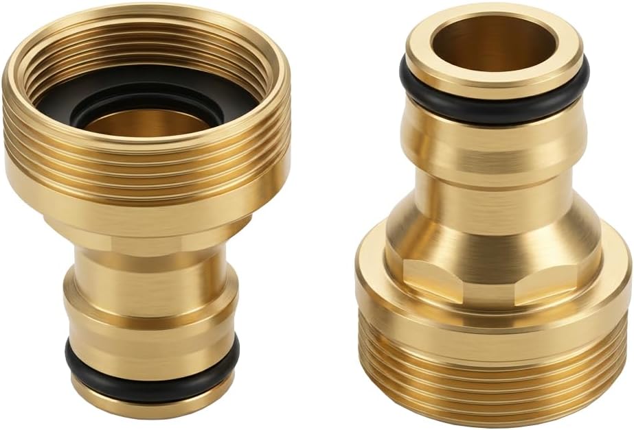 Set Mit 2 Universellen Messing-küchenarmatur-adaptern 22 Mm 24 Mm Schnellanschluss-schlauch Für Mischbatterien, Auslaufsichere Bewässerungsarmatur Für Spüle, Garten, Badezimmer (gold)