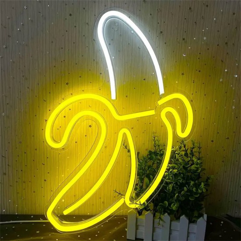 Zoezo – Neon-wandleuchte In Bananenform – Led – Inkl. Aufhängehaken – Neonbeleuchtung – Stimmungsbeleuchtung – Led-lampe – Bananenform