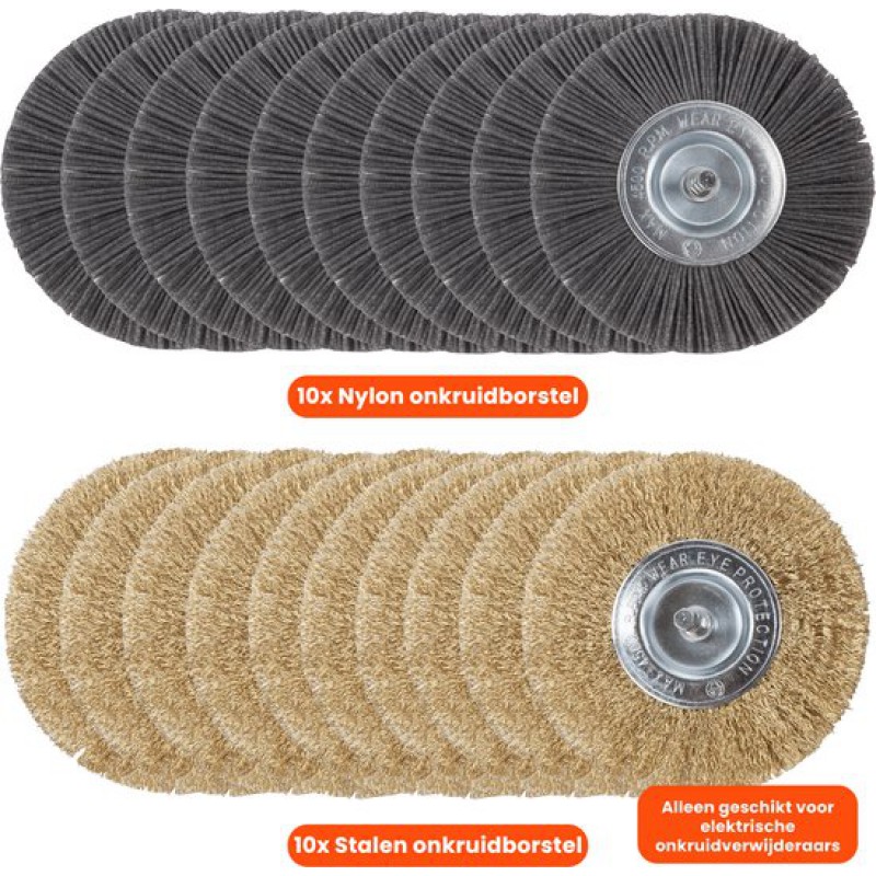 Set Mit 10 Universalbürsten Für Elektrische Freischneider – Rasentrimmer – Stahl- Und Nylonbürsten – 11 Cm – Gelenkbürsten – Kantenschneider