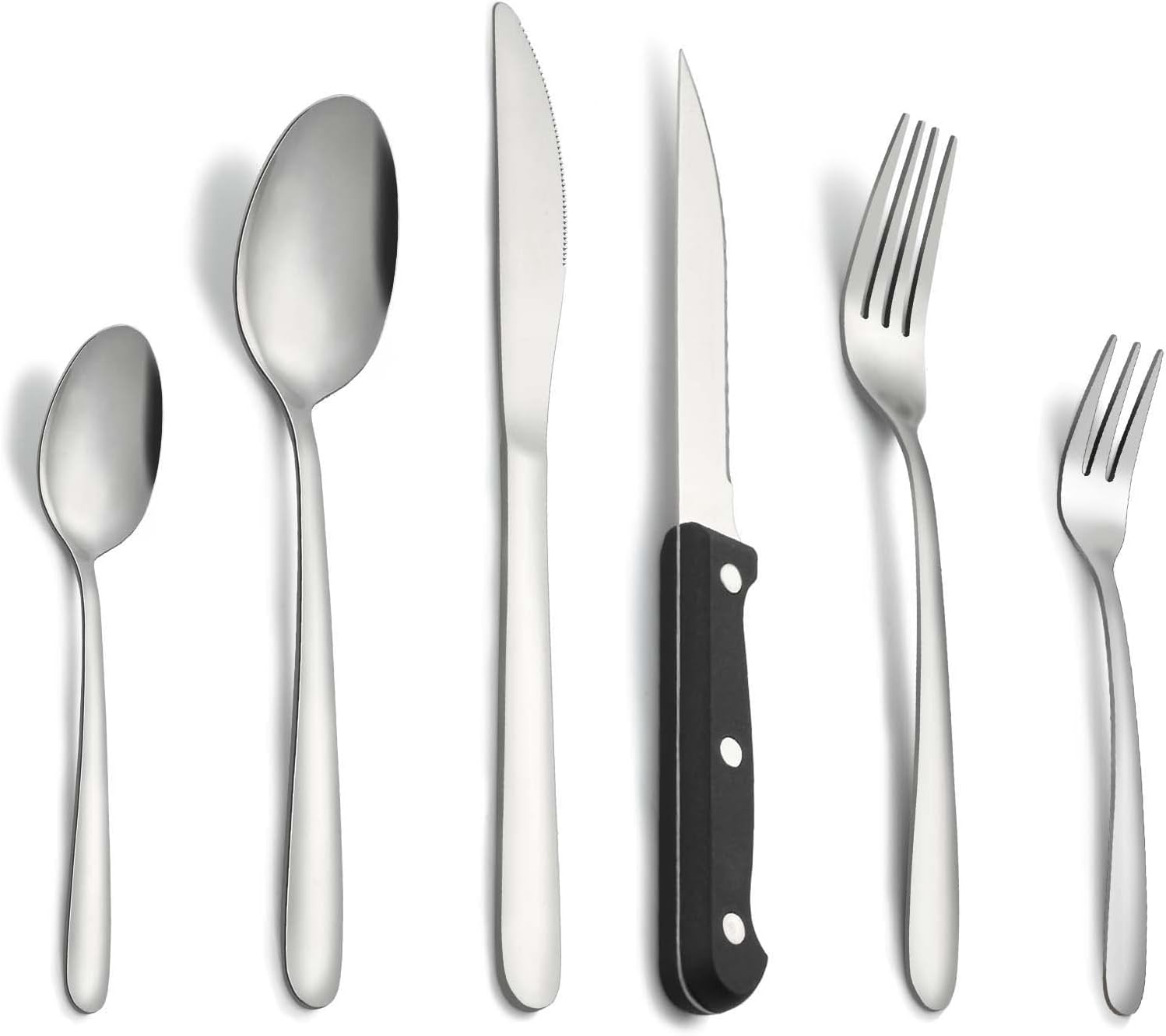 Besteckset Mit Steakmesser, 72-teiliges Besteckset Für 12 Personen, Silberbesteck Inklusive Löffel, Messer Und Gabel, Edelstahlbesteck, Spülmaschinenfest