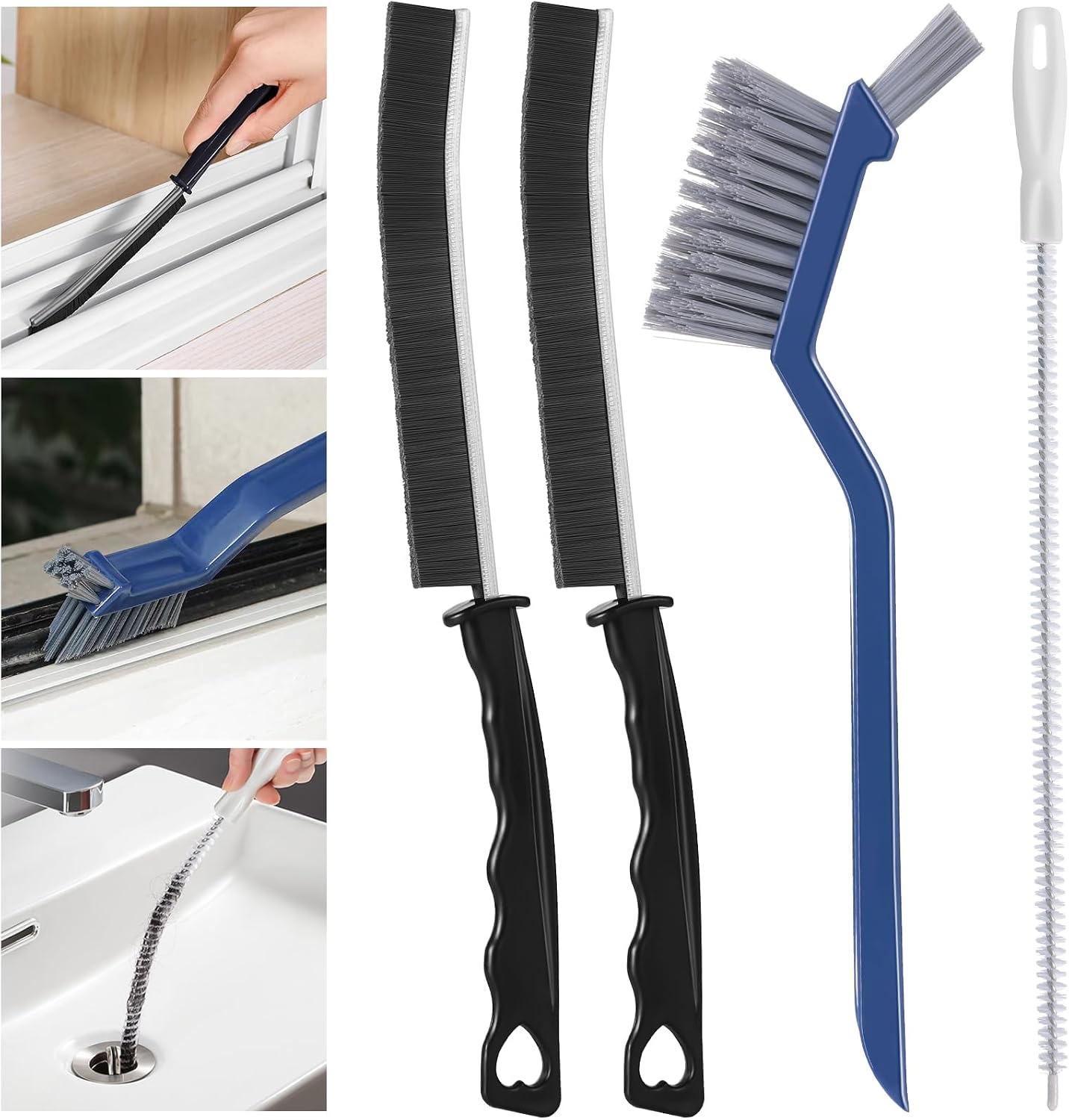 4-teiliges Dachrinnenreinigungsbürsten-set, Multifunktionale Badreinigungsbürste, Fliesenfugenbürste, Reinigungsbürste Für Zuhause, Toilette, Badezimmer, Küche