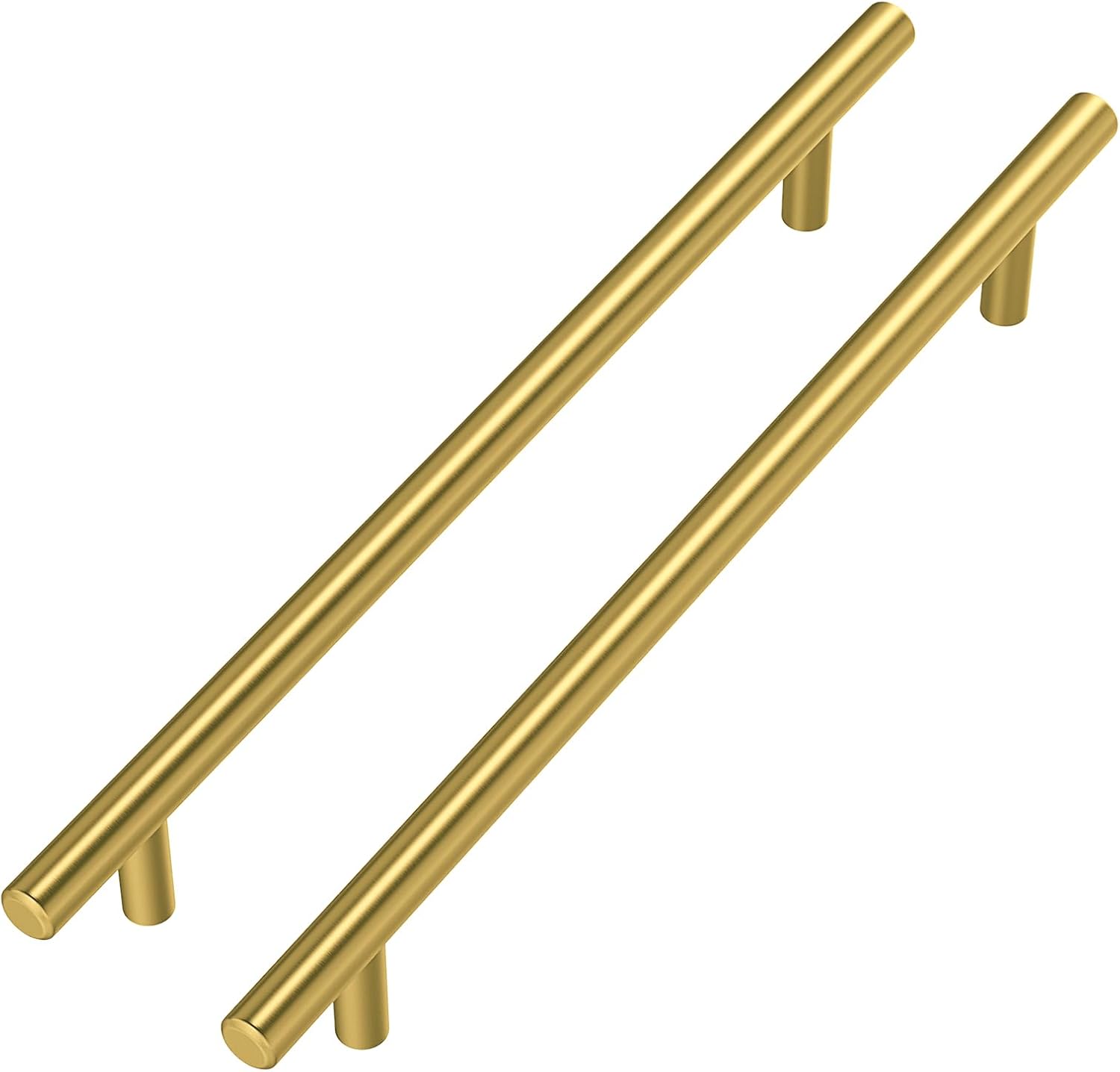 Goldenwarm 10er-set Goldene Griffe, Messing-schrankgriffe, Goldene Küchenmöbelgriffe - Ls201gd192 Gebürstete Messing-edelstahl-küchenschrankgriffe, 160 Mm Lochabstand