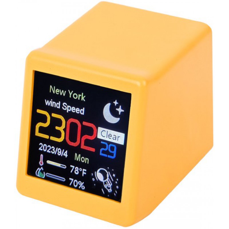 Wlan-wetterstation Mit Lcd-bildschirm, Digitaluhr Und Wettervorhersage Fürs Büro, Orange