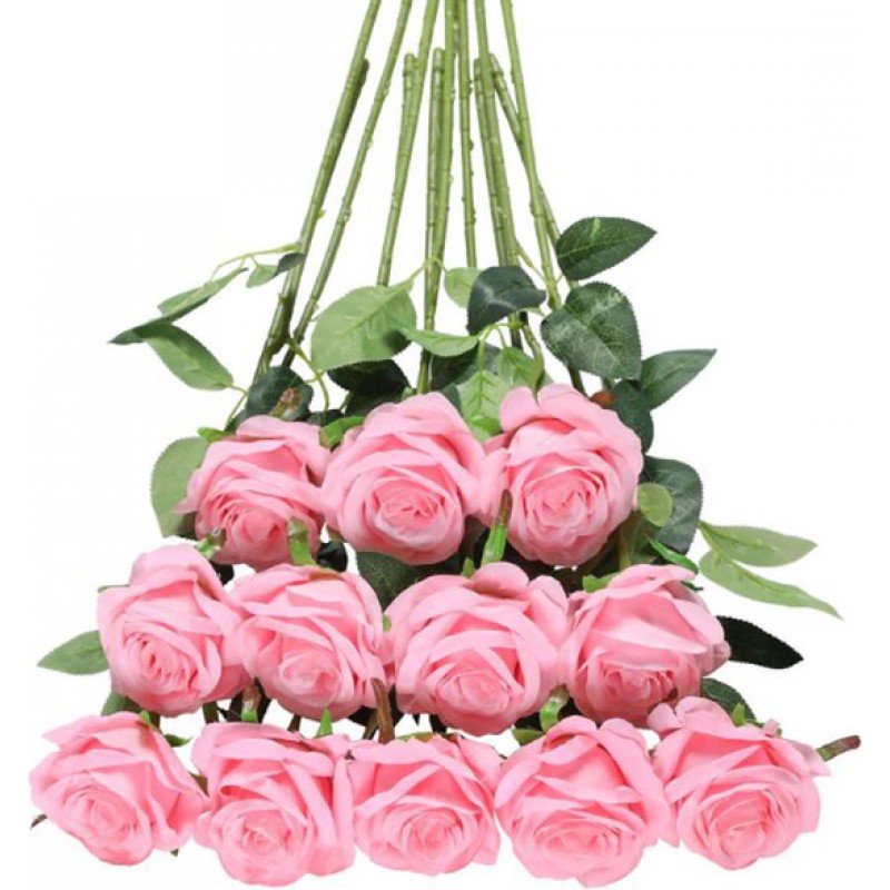 Künstliche Blumen – Künstliche Rosen – Seidenblumen – Set Mit 10 Künstlichen Rosen – 50 Cm – Rosa
