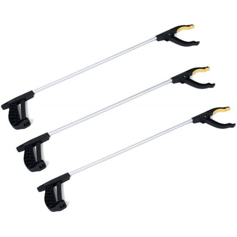 Schwarzer/grauer Müllgreifer - 3 Stück - 76 Cm - Kunststoff - Greifarm - Müllgreifer
