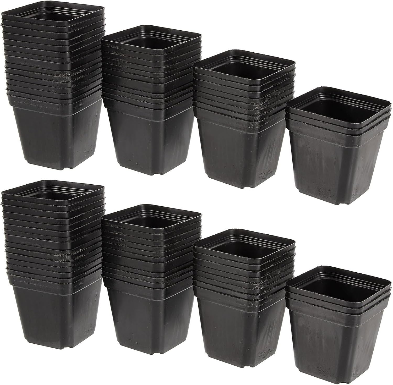 Anzuchttöpfe – 100 Stück – Schwarzer Kunststoff, Quadratisch – Mit Abflussloch – Für Setzlinge, Blumen Und Gemüse – 7 X 7 X 4,7 Cm