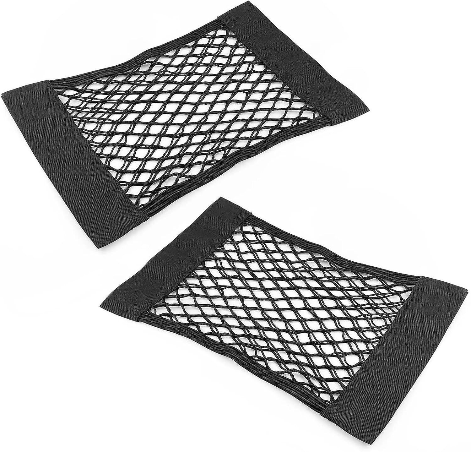 Auto-aufbewahrungsnetz – 2er-set – Schwarzes Polyester – Befestigung – Für Kofferraum Und Rückenlehne – 38 X 25 Cm