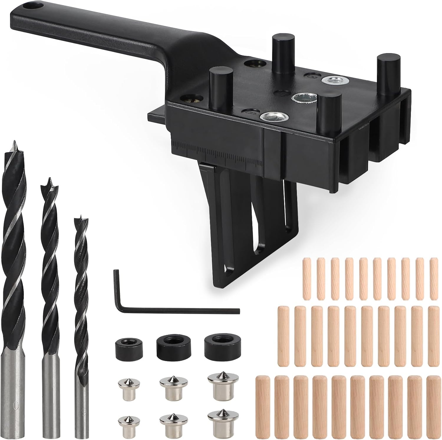 Verstellbare Bohrschablone – 1 Set – Kunststoff Und Stahl – 6/8/10-mm-bohrungen – Holzbearbeitung Und Möbelbau – Schwarz