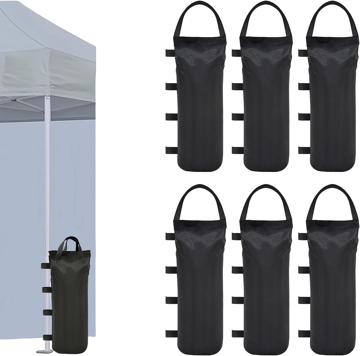 Set Mit 6 Gewichtssäcken – 800d Oxford-gewebe – Für Pavillons Und Zelte – Schwarz – 50 X 20 Cm