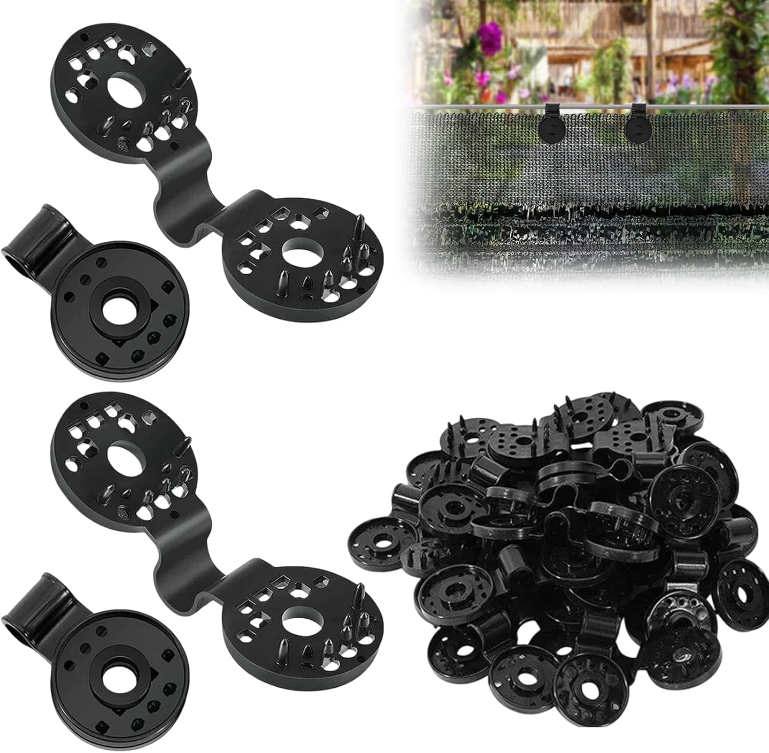 Sichtschutz-befestigungsclips – 50 Stück – Schwarzer Kunststoff – Verstärkte Ösenclips – Für Garten-sonnenschutznetze